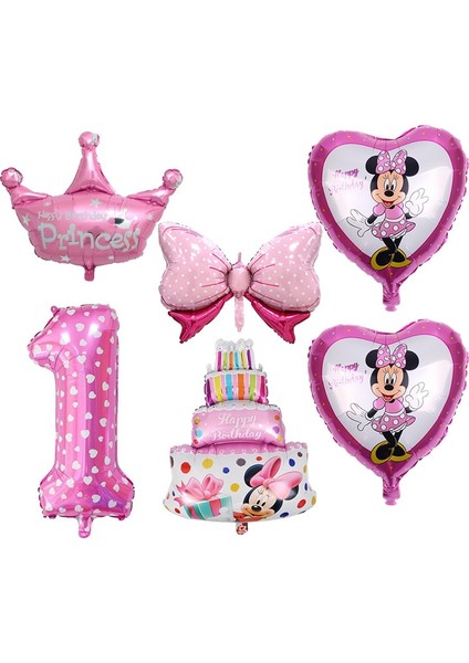 0-6 Adet Disney Minnie Mouse Doğum Günü Dekor Bebek Kız Iyilik Parti Dekor Diy Doğum Günü Numarası Balon Kombinasyonu Bebek Duş Hediyeler Kız Için (Yurt Dışından)