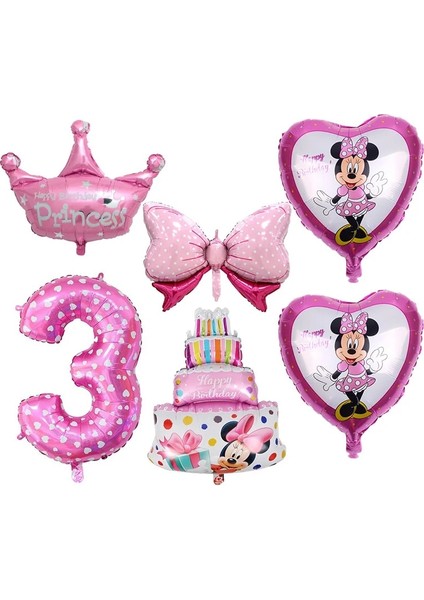 0-6 Adet Disney Minnie Mouse Doğum Günü Dekor Bebek Kız Iyilik Parti Dekor Diy Doğum Günü Numarası Balon Kombinasyonu Bebek Duş Hediyeler Kız Için (Yurt Dışından)