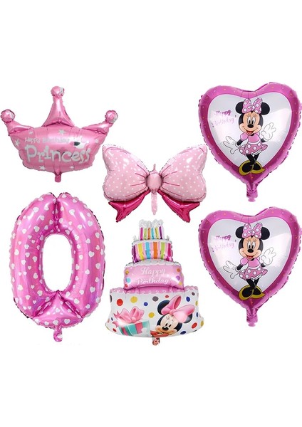 0-6 Adet Disney Minnie Mouse Doğum Günü Dekor Bebek Kız Iyilik Parti Dekor Diy Doğum Günü Numarası Balon Kombinasyonu Bebek Duş Hediyeler Kız Için (Yurt Dışından)