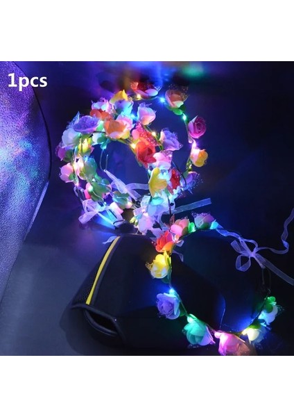 Stil 1 1 Adet LED Neon Rave Parti Çelenk Taç Çiçek Kafa Bandı Işık Çelenk Hediye Saç Bandı Doğum Günü Kostüm Düğün Karnaval (Yurt Dışından)