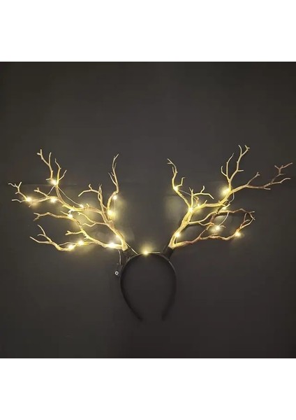 25 Kadın Kızlar Parti LED Kızdırma Bandı Elk Berry Boynuz Light Up Ağaç Dalı Cosplay Doğum Günü Noel Navidad Dekorasyon 2023 (Yurt Dışından)