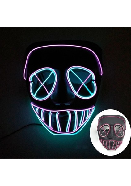 Maske 24 Parlayan Cosplay El Tel Neon Maske Korkunç Kafatası Masquerade Aydınlık Karnaval Şenlikli Parti Malzemeleri Cadılar Bayramı Için LED Tasfiye Maskesi (Yurt Dışından)