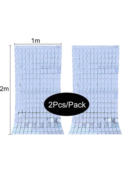 Gümüş Yaratıcı Bekarlığa Veda Partisi Duvar Dekor 2 Adet Kare Folyo Perde Düğün Süslemeleri Bebek Duş Doğum Günü Partisi Dekoru Zemin (Yurt Dışından)