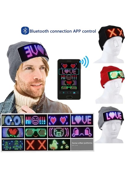 Gözlük-Kırmızı Bluetooth LED Bere Şapka App Kontrol LED Parti Sıcak Örme Şapka Özelleştirilmiş Diller USB Şarjı Yanıp Sönen Işıklı Gözlük (Yurt Dışından)