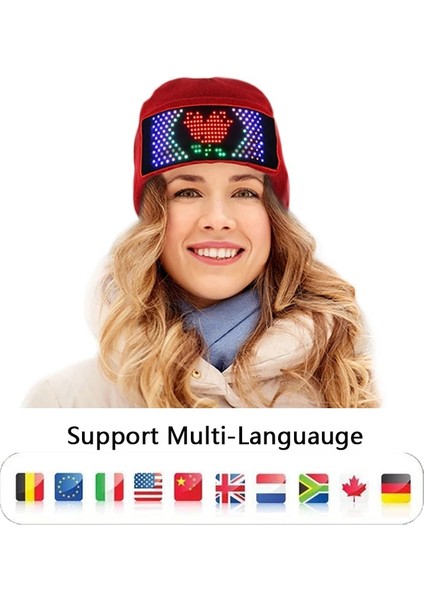 Gözlük-Kırmızı Bluetooth LED Bere Şapka App Kontrol LED Parti Sıcak Örme Şapka Özelleştirilmiş Diller USB Şarjı Yanıp Sönen Işıklı Gözlük (Yurt Dışından)