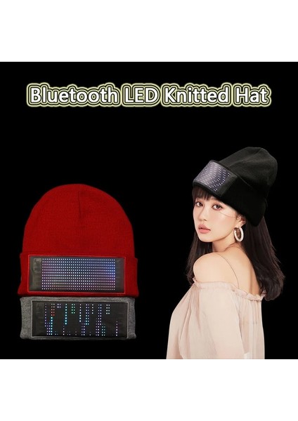 Gözlük-Kırmızı Bluetooth LED Bere Şapka App Kontrol LED Parti Sıcak Örme Şapka Özelleştirilmiş Diller USB Şarjı Yanıp Sönen Işıklı Gözlük (Yurt Dışından)