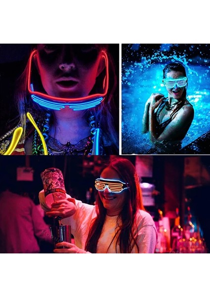 E LED Işıklı Gözlük Cadılar Bayramı Parlayan Neon Noel Partisi Bril Yanıp Sönen Hafif Parlamalı Güneş Gözlüğü Cam Festivali Malzemeleri Kostümleri (Yurt Dışından) fırsatları