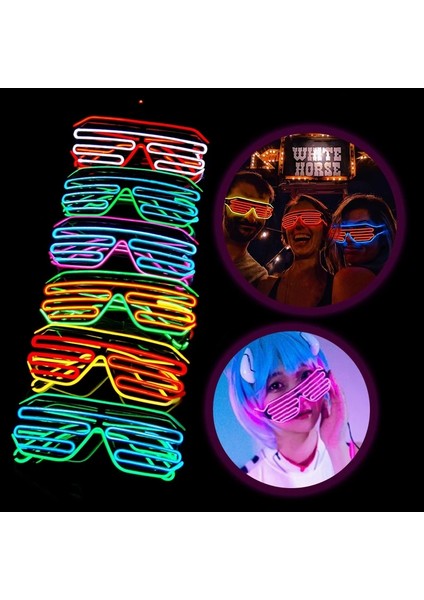 E LED Işıklı Gözlük Cadılar Bayramı Parlayan Neon Noel Partisi Bril Yanıp Sönen Hafif Parlamalı Güneş Gözlüğü Cam Festivali Malzemeleri Kostümleri (Yurt Dışından) indirimleri