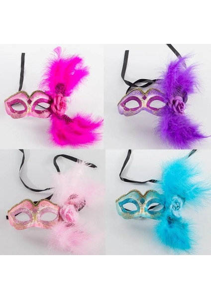 Mavi Bayan Kadın Parti Çiçek Tüy Mardi Gras Maskesi Karnaval Geçit Masquerade Kostüm Düğün Noel Doğum Günü Dekorasyon (Yurt Dışından) modelleri