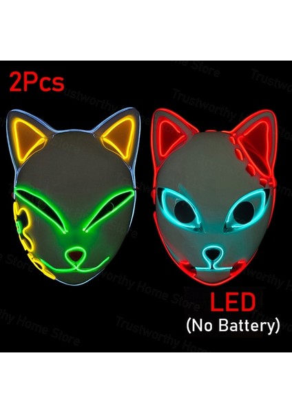 Ac LED 1/2/3 Adet Cadılar Bayramı Korku Maskesi Parlayan Hayalet Bıçak Maskeleri Iblis Avcısı Tilki Maskesi Parti Kostüm Cosplay Maske Noel Sahne Dekor (Yurt Dışından)