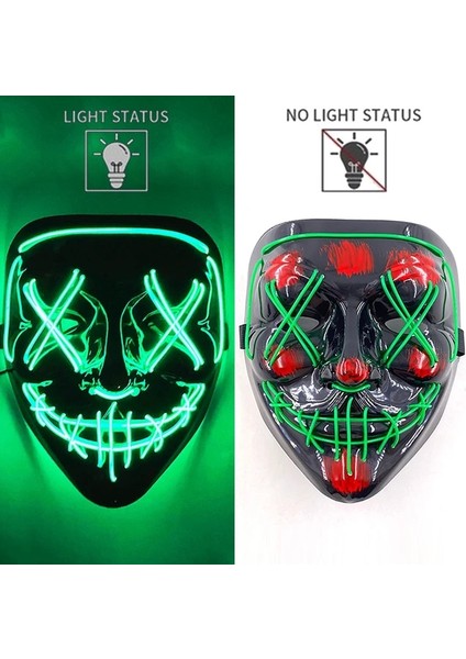 Maske 35 Yeni Tasarlanmış Parlayan Cadılar Bayramı Partisi Maskesi Yanıp Sönen LED Maskeleri El Neon Işık Cosplay Maske Kostüm Sahne Glow Parti Malzemeleri (Yurt Dışından)