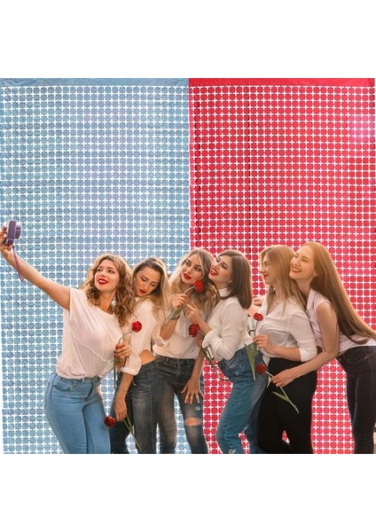 Bebek Mavisi Altın 2 Adet 2 M Doğum Günü Bekarlığa Veda Partisi Dekorasyon Glitter Kare Tinsel Folyo Perde Düğün Dekorasyon Fotoğraf Arka Fonu Anniversaire (Yurt Dışından) modelleri