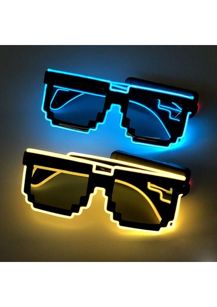 Mavi A Anahtar Kutusu El Tel 8 Bit Gözlük Yanıp Sönen LED Gözlük Parlayan Parti Malzemeleri Aydınlık Gözlük Parlak Işık Festivali Parti Glow Güneş Gözlüğü (Yurt Dışından) fırsatları