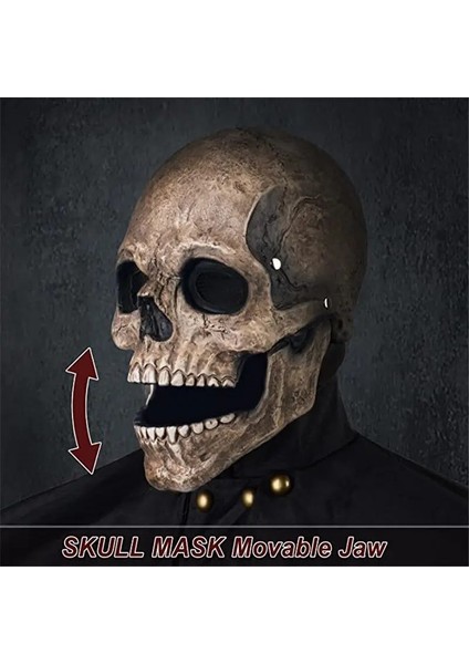 Beyaz Tam Kafa Kafatası Maskesi Başlık Maskeleri Karnaval Yetişkin Gerçekçi Anonim Cadılar Bayramı Hareketli Ağız Çene Anime Korku Kask (Yurt Dışından) fiyatları