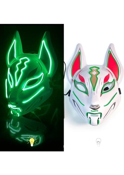Yeşil Cadılar Bayramı Neon LED Tasfiye Maskesi Masque Masquerade Parti Maskeleri Karanlıkta Işık Aydınlık Komik Maskeler Cosplay Kostüm Malzemeleri (Yurt Dışından)