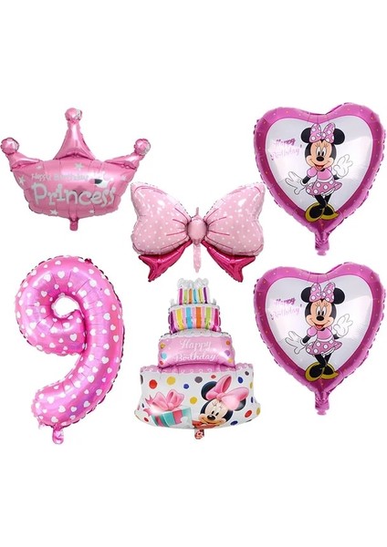 9-6 Adet Disney Minnie Mouse Doğum Günü Dekor Bebek Kız Iyilik Parti Dekor Diy Doğum Günü Numarası Balon Kombinasyonu Bebek Duş Hediyeler Kız Için (Yurt Dışından)