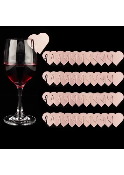 Şeffaf 50 Adet 30/50/100 Adet Akrilik Kalp Içecek Etiketleri, Kalp Şeklinde Parti Içecek Etiketi, Parti Dekorasyon Parti Iyilik Için Şarap Bardağı Adı Etiketleri (Yurt Dışından)