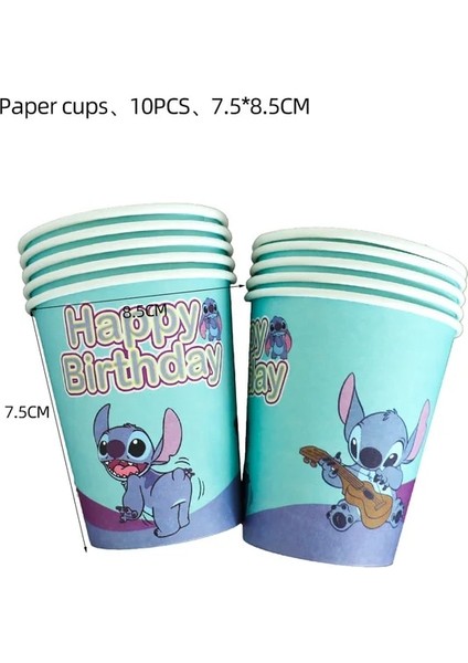 Kağıt Bardak 10 Adet Lilo Stitch Tema Tek Kullanımlık Sofra Kağıt Tabak Hediye Çantası Afiş Çocuklar Doğum Günü Bebek Duş Malzemeleri Şekeri Parti Dekor (Yurt Dışından)