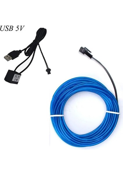 USB Mavi 5 Metre Esnek Neon Hafif Parlamalı El Tel Halat Kablo Noel Dans Rave Dekorasyon Için LED Işıkları Dıy Ayakkabı Giyim USB LED Şerit Lamba (Yurt Dışından) fiyatları