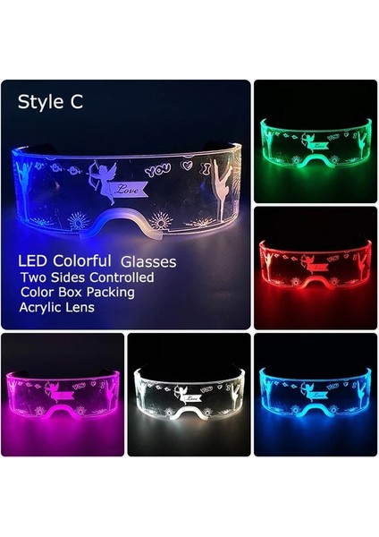 LED Gözlük 4 2. Renkli LED Gözlük Müzik Bar Için Aydınlık Gözlük Ktv Glow Parti Dekorasyon Noel Festivali Parlayan Neon Gözlük (Yurt Dışından)