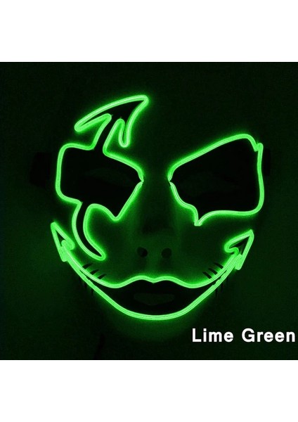 Limon Yeşili 2 Neon Işık LED Maske LED Cadılar Bayramı Korkunç Maske Cosplay Parti Maskesi Masquerade Maskeleri Cadılar Bayramı Kostüm Karnaval Glow Parti Sahne (Yurt Dışından)