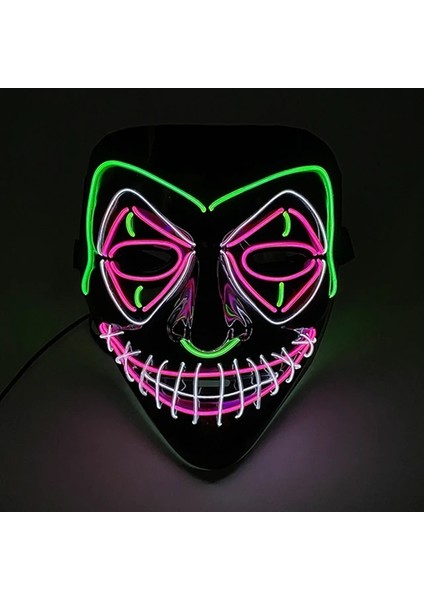 Maske 1 Korku Cadılar Bayramı Neon Maske Palyaço Maskesi Cosplay Parti Kostüm Malzemeleri LED Maske Masque Masquerade Parti Maskeleri Karanlıkta Glow (Yurt Dışından)