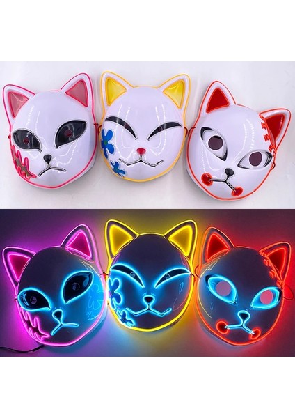 3 Adet Hiçbir Işık Maskesi 3 Adet/paket Japon Anime Cosplay Maskeleri Iblis Avcısı Kamado Tanjirou Sabito Makomo Cadılar Bayramı LED Maske Glow Parti Kostüm Sahne (Yurt Dışından) fiyatları