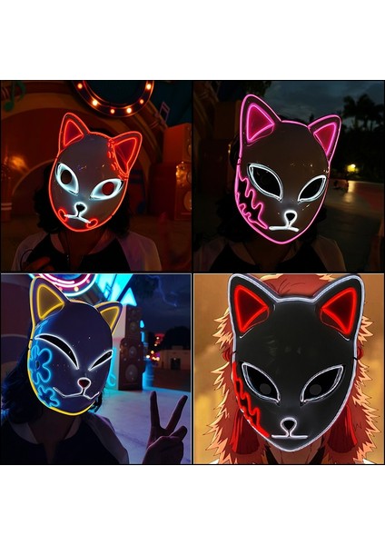 3 Adet Hiçbir Işık Maskesi 3 Adet/paket Japon Anime Cosplay Maskeleri Iblis Avcısı Kamado Tanjirou Sabito Makomo Cadılar Bayramı LED Maske Glow Parti Kostüm Sahne (Yurt Dışından) modelleri