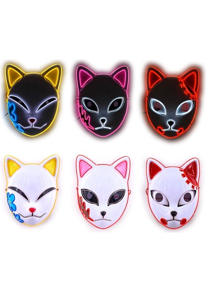3 Adet Hiçbir Işık Maskesi 3 Adet/paket Japon Anime Cosplay Maskeleri Iblis Avcısı Kamado Tanjirou Sabito Makomo Cadılar Bayramı LED Maske Glow Parti Kostüm Sahne (Yurt Dışından) fırsatları