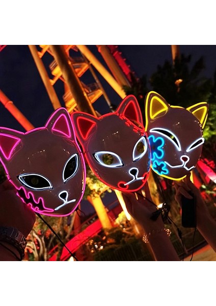 3 Adet Hiçbir Işık Maskesi 3 Adet/paket Japon Anime Cosplay Maskeleri Iblis Avcısı Kamado Tanjirou Sabito Makomo Cadılar Bayramı LED Maske Glow Parti Kostüm Sahne (Yurt Dışından) indirimleri