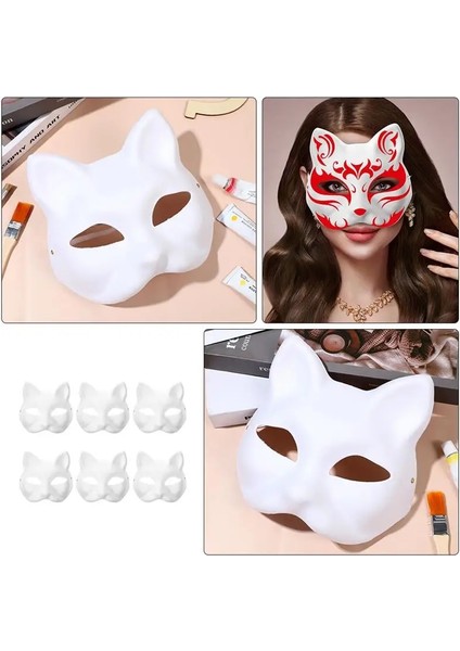 Beyaz 6 Adet 6 Adet Boş Kedi Cosplay Maskeleri Karikatür Kağıt Maske Yetişkin Masquerade Parti Iyilik Diy Forface Hayvan Mache Parti Mardiup Zanaat (Yurt Dışından) fiyatları