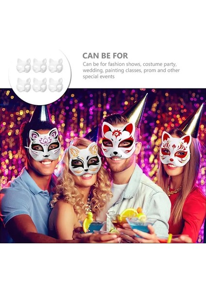 Beyaz 6 Adet 6 Adet Boş Kedi Cosplay Maskeleri Karikatür Kağıt Maske Yetişkin Masquerade Parti Iyilik Diy Forface Hayvan Mache Parti Mardiup Zanaat (Yurt Dışından) modelleri