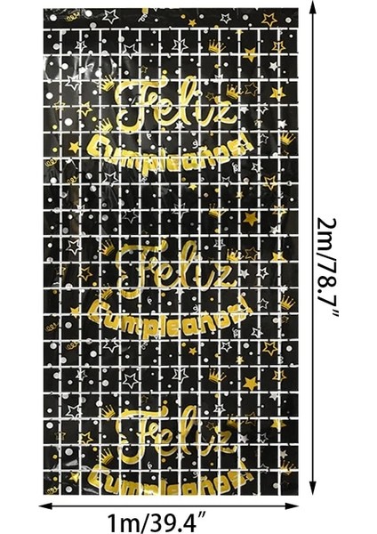 B01-1 Adet 1 Adet 1*2 M Mutlu Doğum Günü Partisi Yağmur Perdesi Ispanyolca Altın Zemin Glitter Yağmur Tinsel Folyo Perdeler Yetişkin Yıldönümü Dekor (Yurt Dışından)