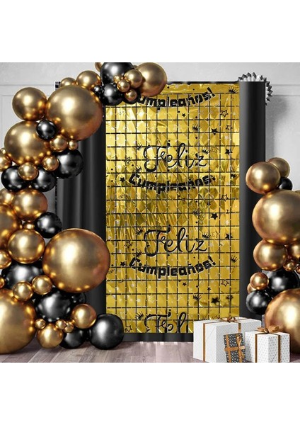B01-1 Adet 1 Adet 1*2 M Mutlu Doğum Günü Partisi Yağmur Perdesi Ispanyolca Altın Zemin Glitter Yağmur Tinsel Folyo Perdeler Yetişkin Yıldönümü Dekor (Yurt Dışından)
