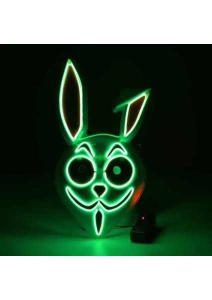 Floresan Yeşil LED Kızdırma Ferank Uzun Katlanmış Kulaklar Tavşan Kızdırma Maskesi Anime Çünkü Sahne Kedi Yüzü Tilki Cadılar Bayramı (Yurt Dışından)