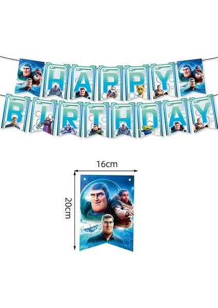 Banner B Disney Buzz Lightyear Tema Çocuk Doğum Günü Tabakları Bardak Peçeteler Tek Kullanımlık Sofra Malzemeleri Bebek Erkek Doğum Günü Partisi Dekorasyon (Yurt Dışından)