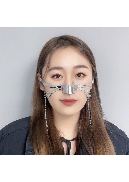 Bir Maske Punk Tarzı Sıvı Düzensiz Gümüş Renk Içi Boş Kadın Erkek Parti Bireyselleştirme Bireysel Takı Aksesuarı (Yurt Dışından)