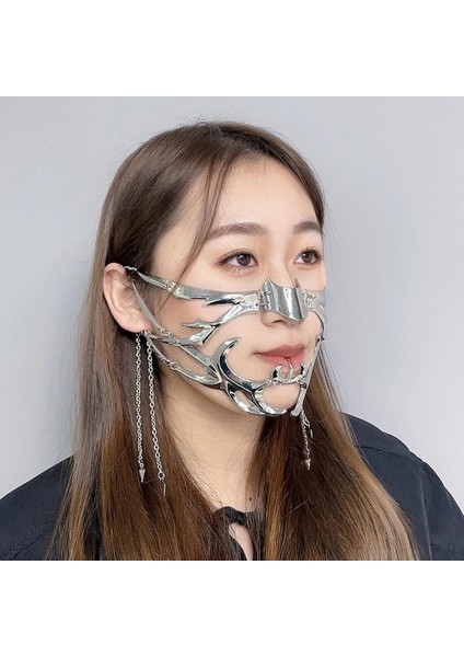 Bir Maske Punk Tarzı Sıvı Düzensiz Gümüş Renk Içi Boş Kadın Erkek Parti Bireyselleştirme Bireysel Takı Aksesuarı (Yurt Dışından) fiyatları