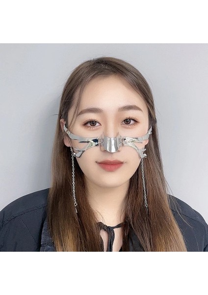 Bir Maske Punk Tarzı Sıvı Düzensiz Gümüş Renk Içi Boş Kadın Erkek Parti Bireyselleştirme Bireysel Takı Aksesuarı (Yurt Dışından) modelleri