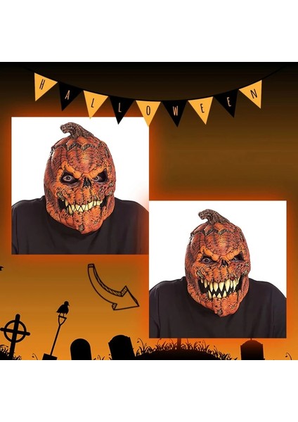 Kabak Kafa Cadılar Bayramı Korku Varyasyon Kabak Kafa Dekorasyon Kabak Kafa Şeytan Lateks Maske Masquerade Karnaval Cadılar Bayramı Maskesi (Yurt Dışından) indirimleri