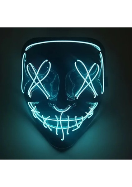 M03 Cadılar Bayramı Neon Maskesi Karışık Renkli LED Maskeler Masque Masquerade Parti Korku Maskeleri Karanlıkta Glow Komik Cosplay Kostüm Malzemeleri (Yurt Dışından)
