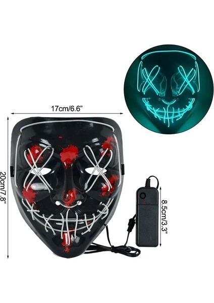 M03 Cadılar Bayramı Neon Maskesi Karışık Renkli LED Maskeler Masque Masquerade Parti Korku Maskeleri Karanlıkta Glow Komik Cosplay Kostüm Malzemeleri (Yurt Dışından) fiyatları