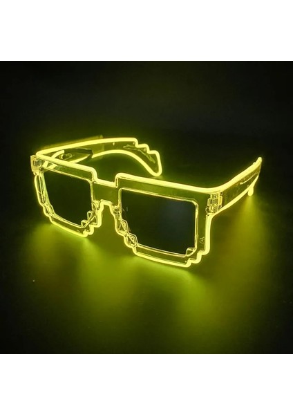 Buz LED Güneş Gözlüğü Glow Parti Gözlüğü Karanlıkta Parlıyor Yanıp Sönen Mozaik UV400 Gözlük Unisex Hediye Oyuncak LED Işıklı Gözlük (Yurt Dışından)