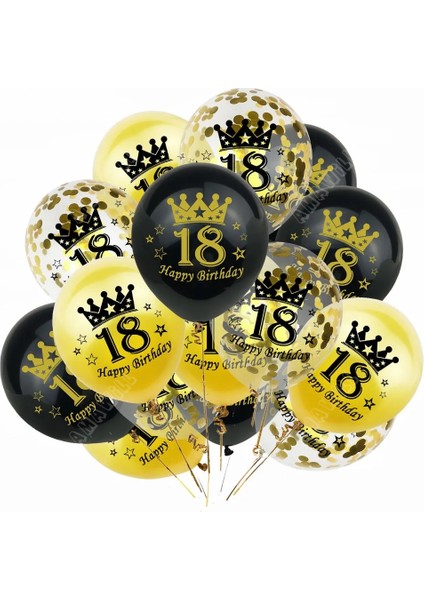 Gold-18 15 Adet Lateks Mutlu Doğum Günü Balon 12 Inç Konfeti Balonları 30 40 50 60 70 Yaşında Yıldönümü Düğün Doğum Günü Partisi Dekoru (Yurt Dışından)