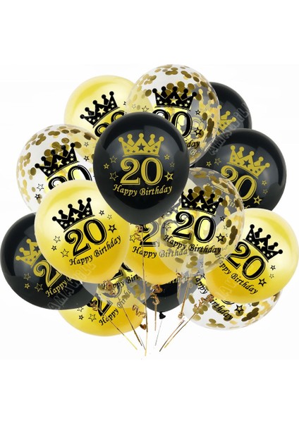 Gold-18 15 Adet Lateks Mutlu Doğum Günü Balon 12 Inç Konfeti Balonları 30 40 50 60 70 Yaşında Yıldönümü Düğün Doğum Günü Partisi Dekoru (Yurt Dışından)