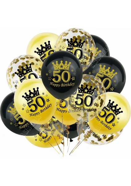 Gold-18 15 Adet Lateks Mutlu Doğum Günü Balon 12 Inç Konfeti Balonları 30 40 50 60 70 Yaşında Yıldönümü Düğün Doğum Günü Partisi Dekoru (Yurt Dışından)