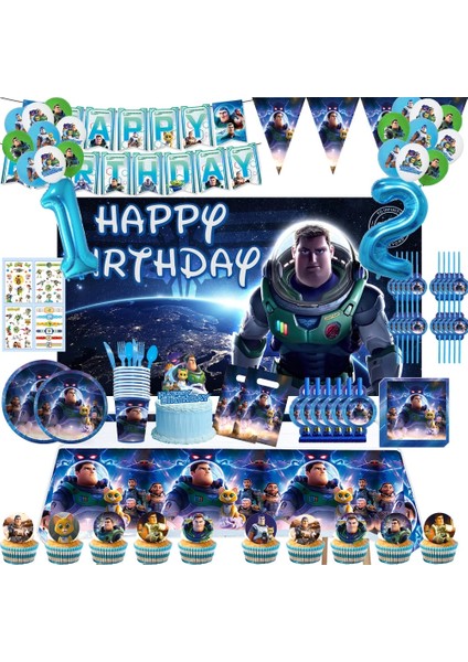 2 Adet 18IN Balon Disney Buzz Lightyear Doğum Günü Partisi Malzemeleri Tek Kullanımlık Sofra Erkek Yemeği Tatlı Tabakları Peçeteler Bardak Çanta Ev Dekorasyonu (Yurt Dışından)