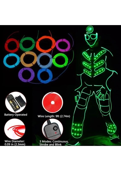 Pil Kutusu Yeşil 5 Metre Esnek Neon Işık Glow El Tel Halat Kablo Noel Dans Rave Dekorasyon Için LED Işıkları Dıy Ayakkabı Giyim USB LED Şerit Lamba (Yurt Dışından)