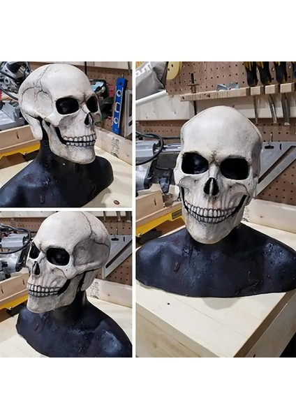 Cadılar Bayramı Gerçekçi Kafatası Tam Baş Maskesi Ürpertici Parti Maskesi Lateks Yüz Kapatma Hareketli Jaws Kulübü Parti Kostüm Cosplay Sahne Komik (Yurt Dışından) fiyatları