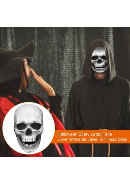 Cadılar Bayramı Gerçekçi Kafatası Tam Baş Maskesi Ürpertici Parti Maskesi Lateks Yüz Kapatma Hareketli Jaws Kulübü Parti Kostüm Cosplay Sahne Komik (Yurt Dışından) modelleri